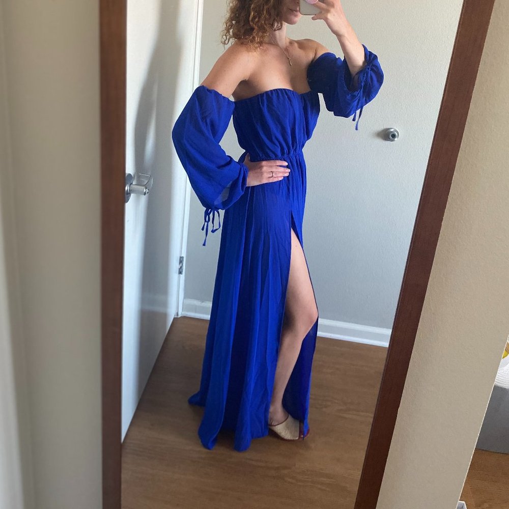 NEW - F21 Off-the-Shoulder Maxi Dress - Royal Blue